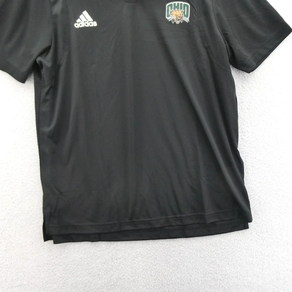 Adidas Shirt Mens Large‎ Ohio Bobcats NCAA Polo Black Aeroready Short Sleeve